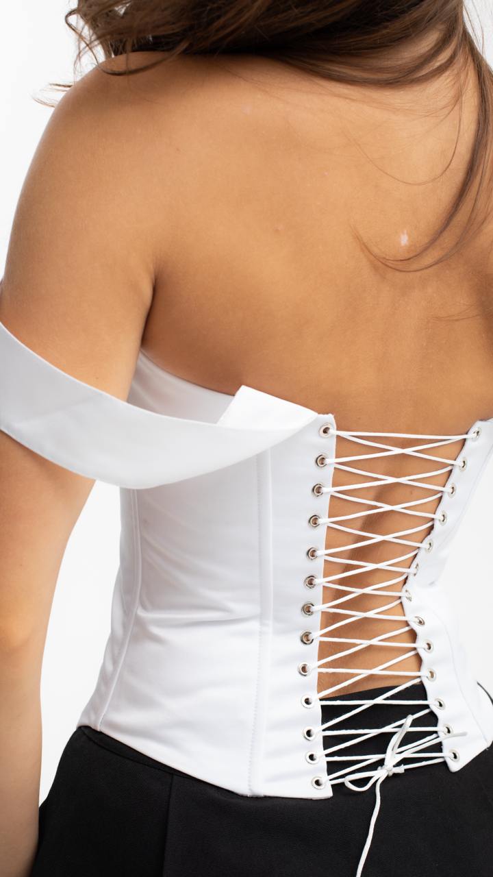 Handmade White Vintage Satin Corset - Plus Size Bridal Shaping Top