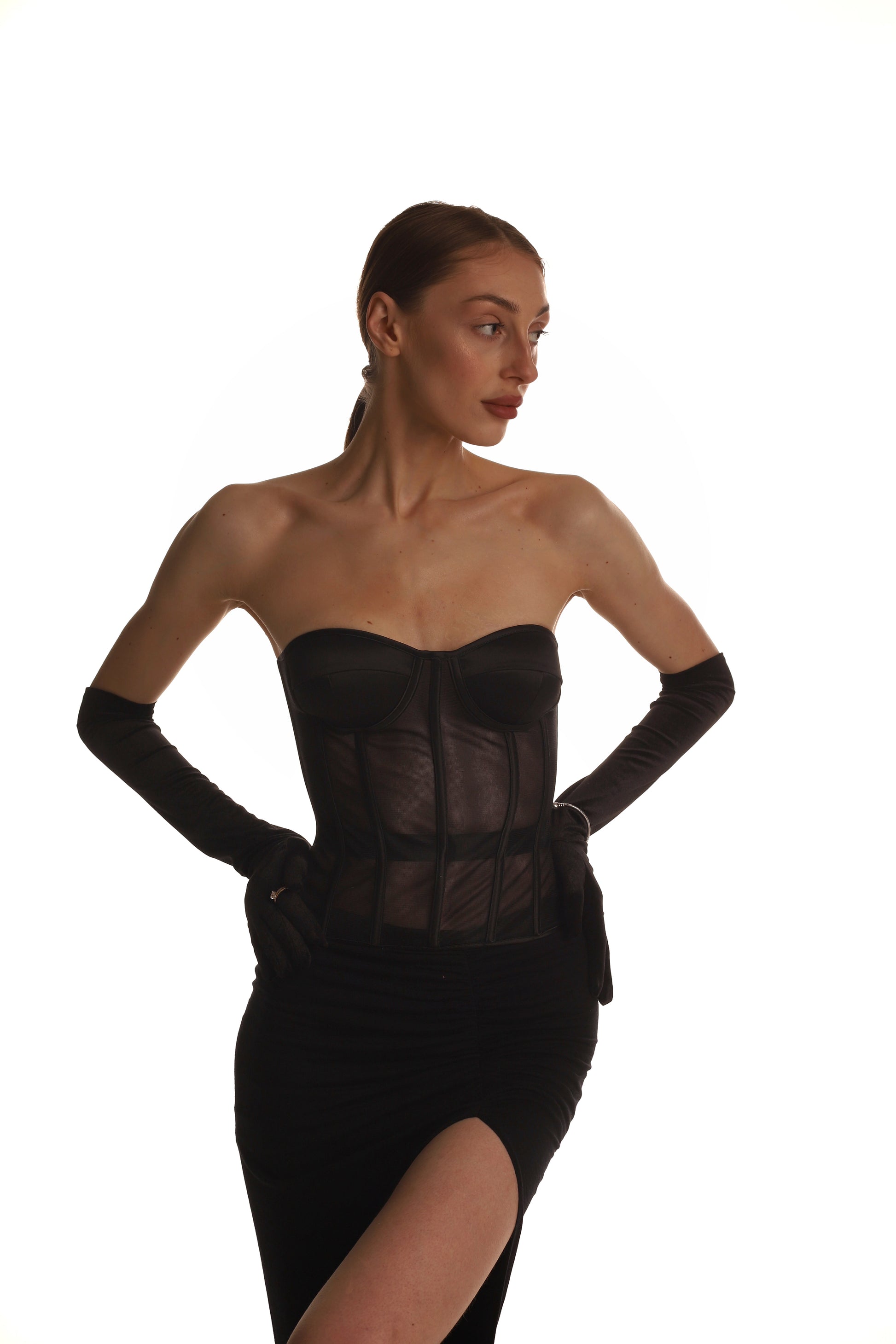 Handmade Black Gothic Corset - Plus Size Push-Up Bustier, Slimming Waist
