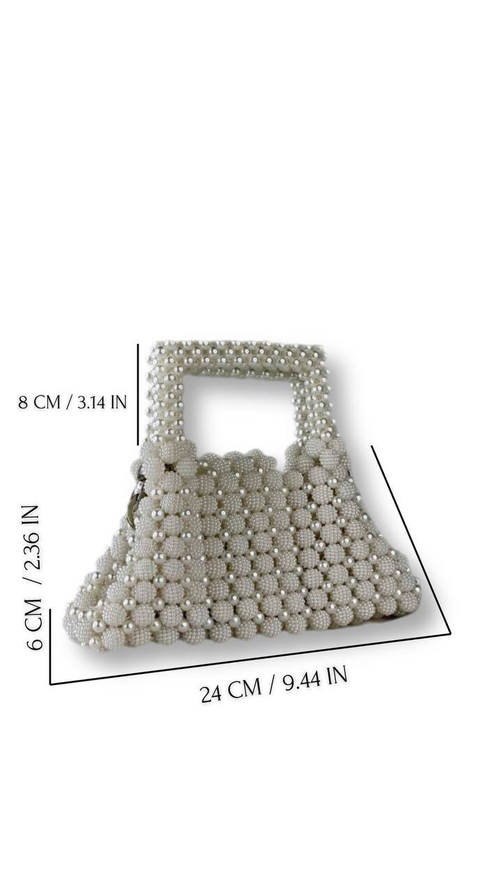 White Pearly Handbag for Her/ Handmade Beaded Purse for Wedding Party