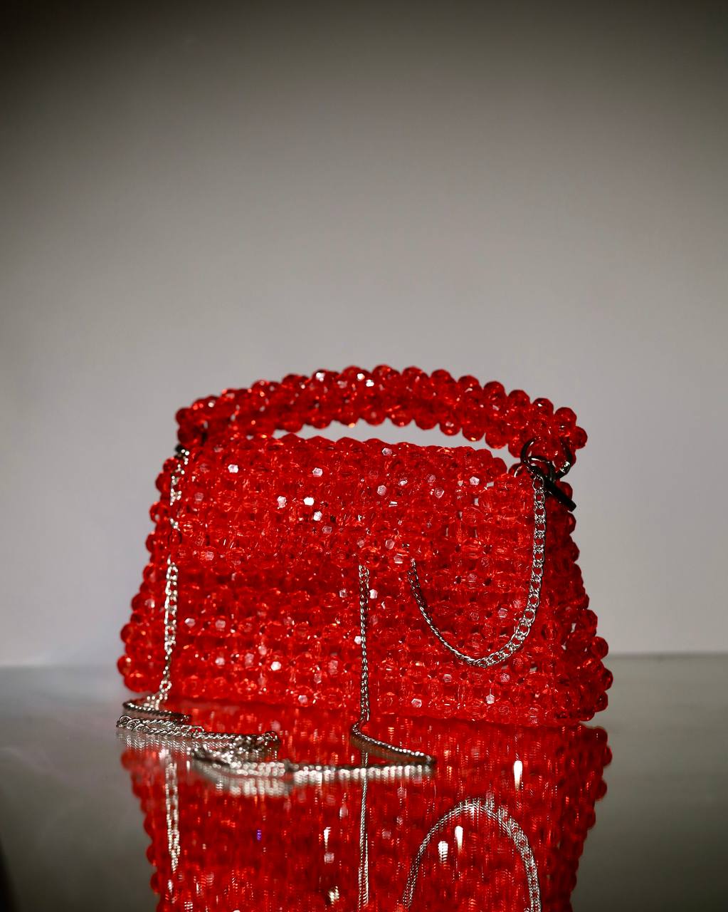 Red beaded purse sale