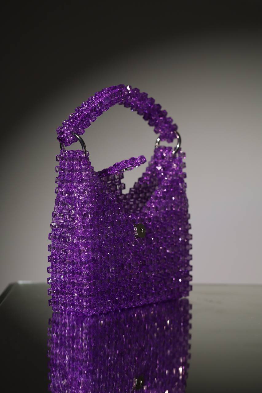 Lavender Purple Handbag Gift for Her/ Handmade Beaded Purse for Party