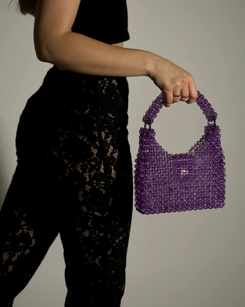 Lavender Purple Handbag Gift for Her/ Handmade Beaded Purse for Party