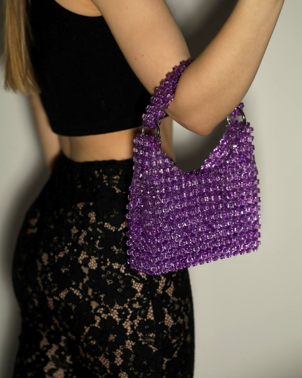 Lavender Purple Handbag Gift for Her/ Handmade Beaded Purse for Party