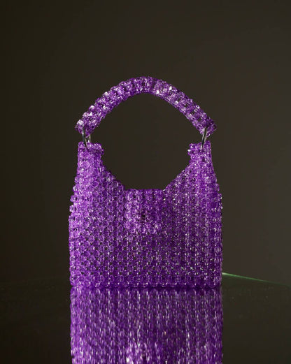 Lavender Purple Handbag Gift for Her/ Handmade Beaded Purse for Party