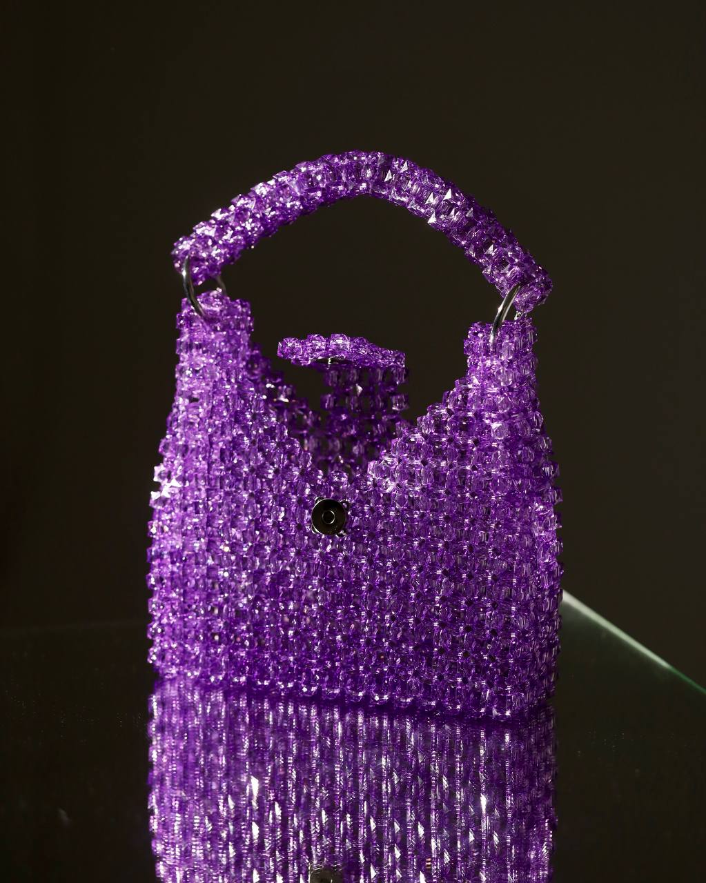 Lavender Purple Handbag Gift for Her/ Handmade Beaded Purse for Party