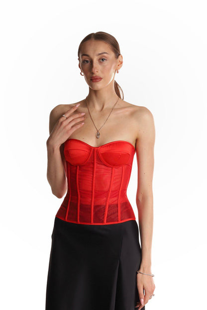 Handmade Red Gothic Lace-up Vintage Boned Corset - Plus Size Bustier