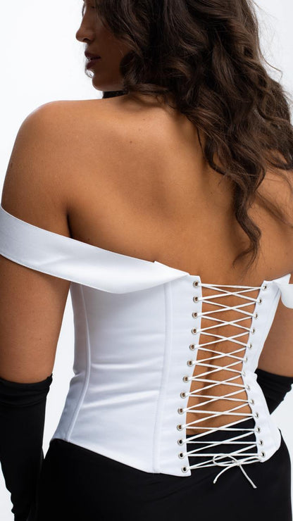 Handmade White Vintage Satin Corset - Plus Size Bridal Shaping Top
