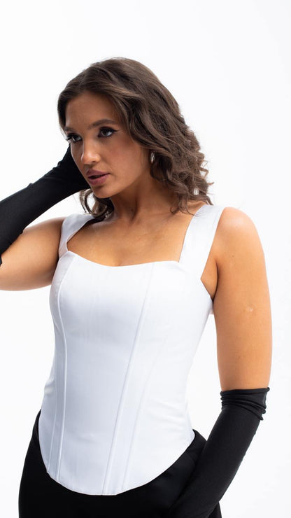 Handmade White Vintage Satin Corset - Plus Size Bridal Shaping Top
