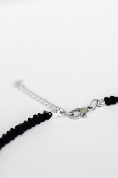 Handcrafted Necklace with Natural Stones, Diamond Glass - Nightfall Bow